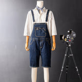 British Vintage Slim Denim Bib Shorts Above Knee Length Rompers