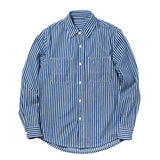 Retro Military Style Blue and White Stripes Shirts