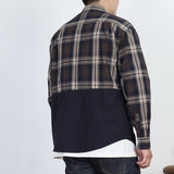 Men's Vintage Patchwork Contrast Check Shirt