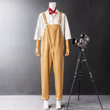 Men's Japanese Vintage Bib Overalls Fashion Slim Fit Jumpsuit with Adjustable Straps and Convenient Tool Pockets