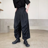 Japanese Retro Dark Pleated Loose Straight Wide Leg Pants