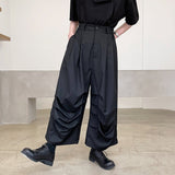 Japanese Retro Dark Pleated Loose Straight Wide Leg Pants