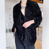 Men's Stage Performance Glitter Sequins Long Sleeve Shirt