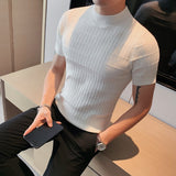 Men's Solid Color Casual Knitted Crew Neck Bottoming Shirt