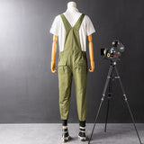 Men's Functional Wind Bib Overalls Fashion Slim Fit Jumpsuit with Adjustable Straps and Convenient Tool Pockets