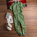 Men's Retro Casual Multi-Pocket Short Sleeve Coveralls