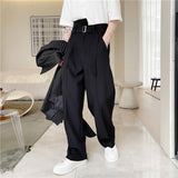 Men Casual Straight Loose Irregular High Waist Pants