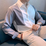 Men's Summer Colorblock British Elegant Long Sleeve Shirt