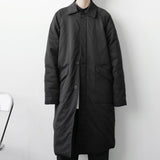 Casual Large Pocket Solid Color Single Breasted Mid-long Coat