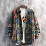 Vintage Shirts | Floral Patterns Lapel Single-Breasted Men's long-sleeved Oversized Shirt