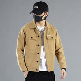 Men Casual Slim Solid Color Lapel Denim Short Jacket