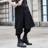 Men's Baggy Relaxed Fit Elastic Waist Dropped Crotch Harem Pants Trousers