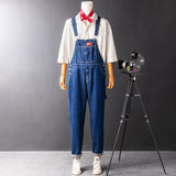 Men's Denim Bib Overalls with Slant Pocket Tapered Leg Casual Jumpsuit