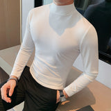 Men's Slim Fit Long Sleeve Shiny Turtleneck T-Shirt