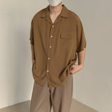 Men's Vintage Pocket Satin Mid-sleeve Shirt