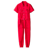 American Vintage Jumpsuits Short Sleeve Casual Stylish Rompers Coverall