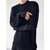 Pleated Stretch Long Sleeve T-shirt