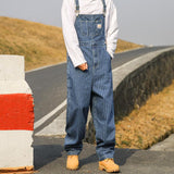 Men American Retro Casual Striped Loose Straight Tooling Straight Overalls