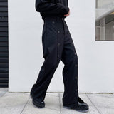 Men Detachable Pleated Skirt Slit Wide Leg Pants