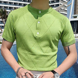 Men's Business Summer Casual Slim Thin Round Neck Short Sleeves Knit Tops