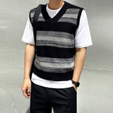 Sleeveless V Neck Knit Summer Striped Vest