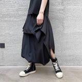 Men's Summer Casual Fashion Harem Pants with Side Pockets and Wide Leg Capri Skirt