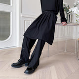 Men Detachable Pleated Skirt Slit Wide Leg Pants