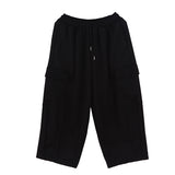 Men Japanese Casual Simple Solid Color Straight Leg Wide Leg Pants