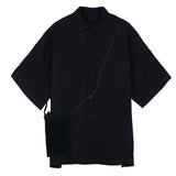 Male Casual Contrast Color Drape Long Sleeve Shirt