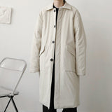 Casual Large Pocket Solid Color Single Breasted Mid-long Coat