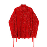 Men's Stage Performance Glitter Sequins Long Sleeve Shirt