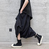 Men's Summer Casual Fashion Harem Pants with Side Pockets and Wide Leg Capri Skirt