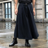 Men's Baggy Elastic Waist Drop Crotch A-line Culottes Casual Pants