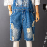 Denim Bib Overall Shorts Above Knee Length Rompers Walk Dungaree Jumpsuit Relaxed Fit