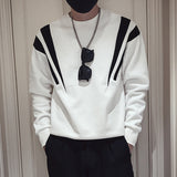 Men's Business Black and White Color Block Sweatershirt