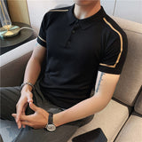 Men's Business Striped Short Sleeve Polot Shirt