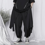 Men's Oversized Loose Cropped Pants Loose Fit Elastic Waist Wide Leg Baggy Harem Pants