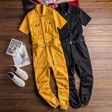 Men's Retro Casual Multi-Pocket Short Sleeve Coveralls