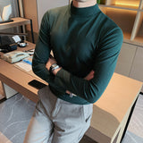 Men's Slim Fit Long Sleeve Shiny Turtleneck T-Shirt