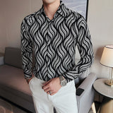 Men's Long Sleeve Floral Square Neck Shirt