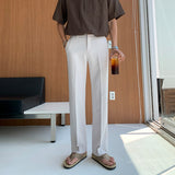 Men's Casual Loose Straight Drape Solid Color Wide Leg Pants