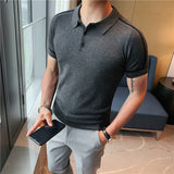 Men's Business Striped Short Sleeve Polot Shirt