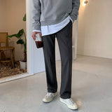 Men's Casual Loose Straight Drape Solid Color Wide Leg Pants