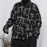 Men's Hip Hop Dark Loose Plaid Shirts