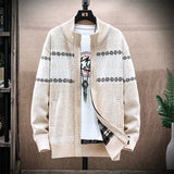 Men's Fleece Sweater Cardigan Stand Collar Knitted Jacket