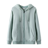 Zip Hood Loose Drop Shoulder Sweatshirt