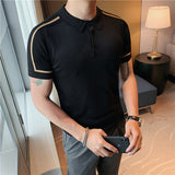 Men's Business Striped Short Sleeve Polot Shirt