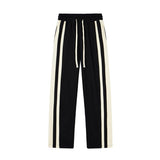 Men's Casual Retro Striped Straight Leg Wide Leg Pants