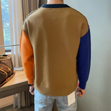 Men's Bright Paneled Pullover Crew Neck Knit Sweatershirt