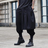 Men's Baggy Relaxed Fit Elastic Waist Dropped Crotch Harem Pants Trousers